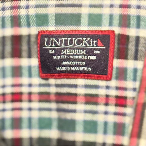 NWOT UNTUCKit Men's Green and Red Plaid Shirt - Picture 11 of 11